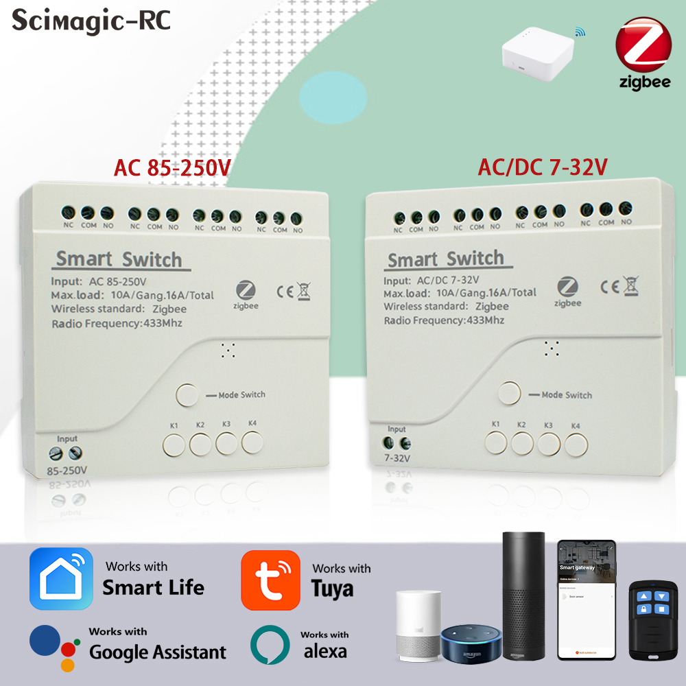 Smart Home Ac - 4-канальный модуль реле Zigbee Tuya для