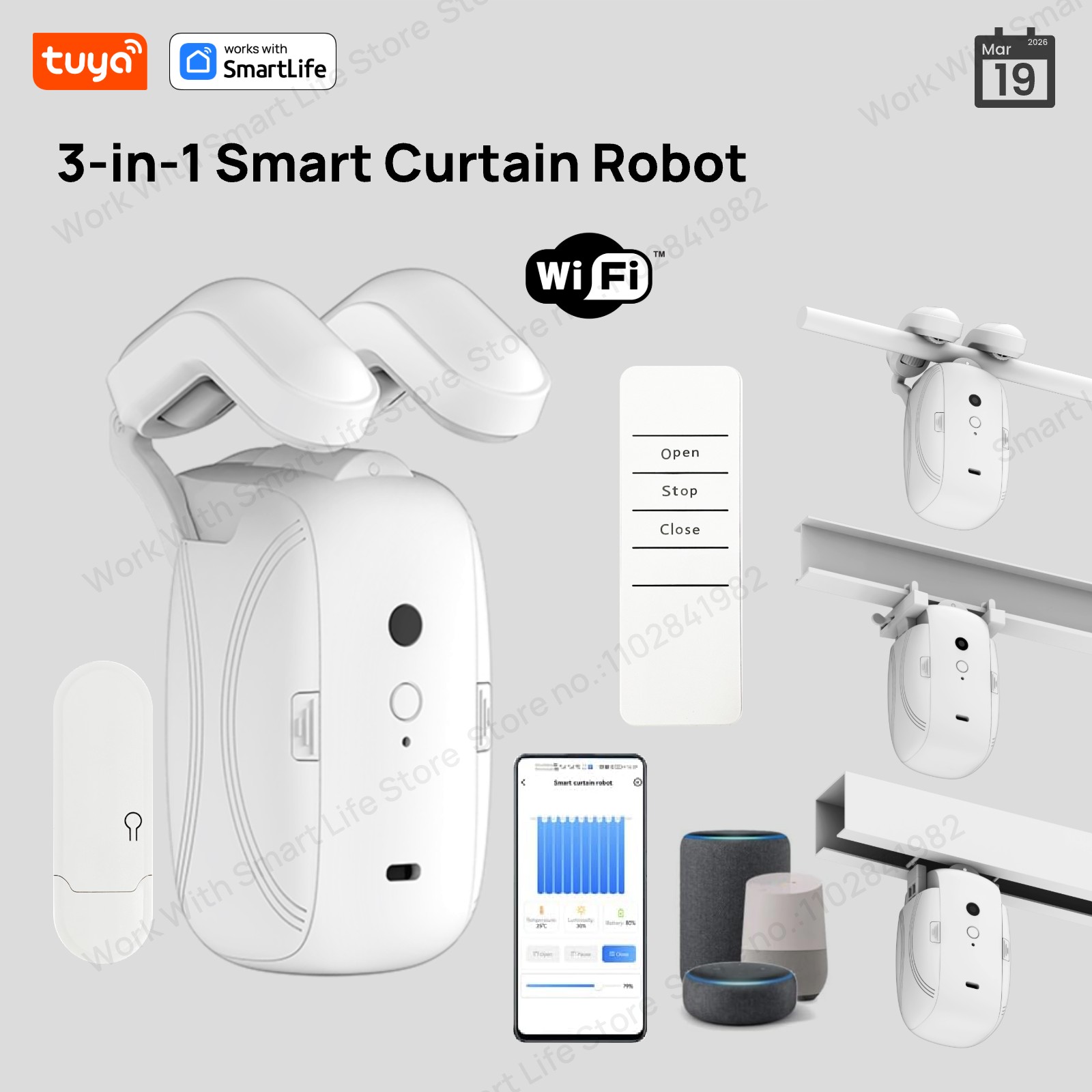Smart Curtain Robot - 1/2 шт. Умный Wi-Fi робот для