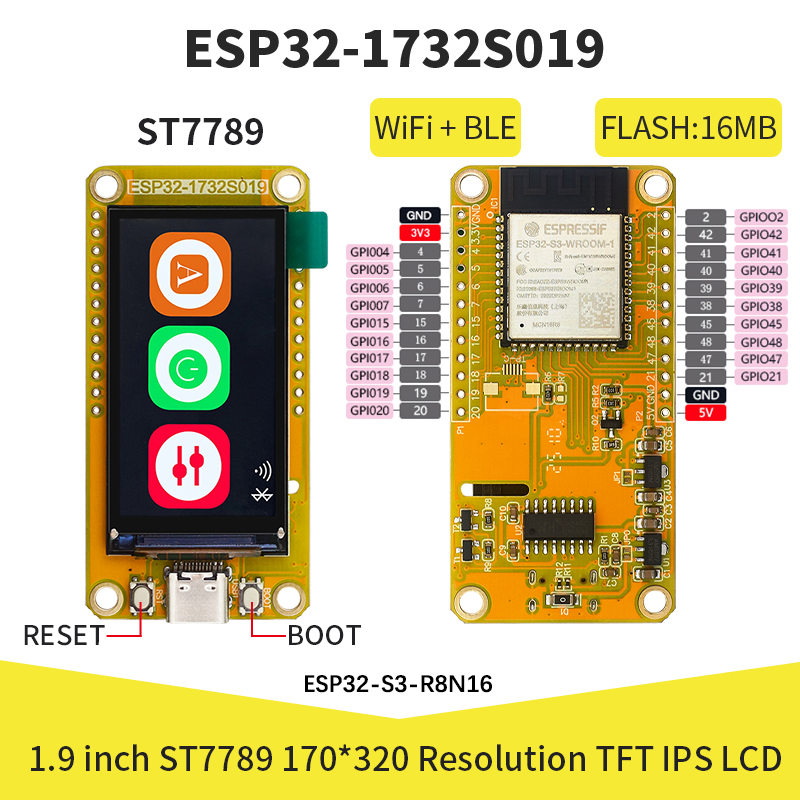Smart Home Arduino - ESP32-S3 1,9-дюймовый IPS LCD дисплей 170*320