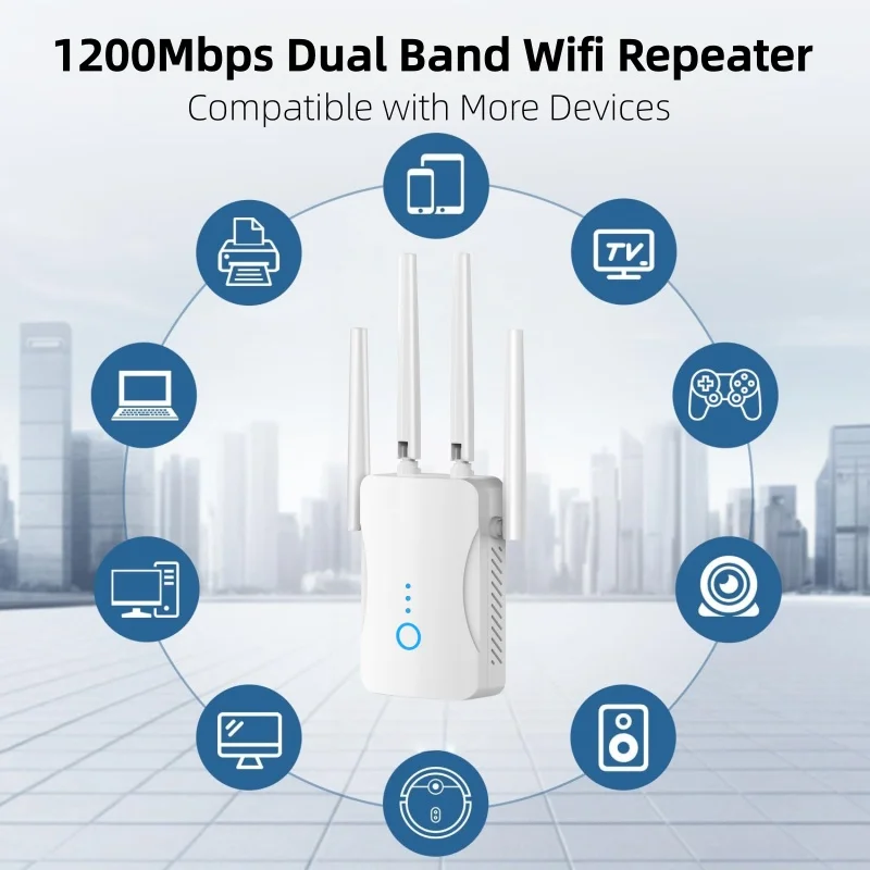 Smart Home Router - Двухдиапазонный Wi-Fi репитер 1200 Мбит/с, беспроводной